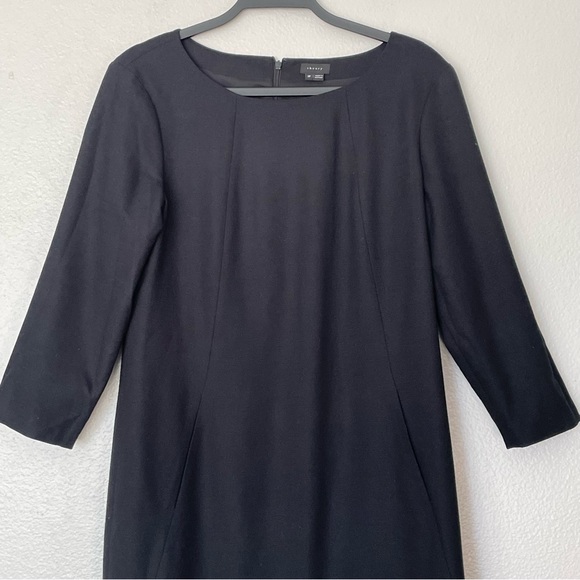 Theory Rikala Wool Blend Black Sheath Mini Dress Size 12 - Picture 4 of 11
